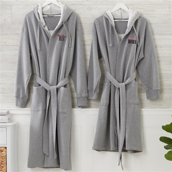 his & hers personalized sweatshirt robes