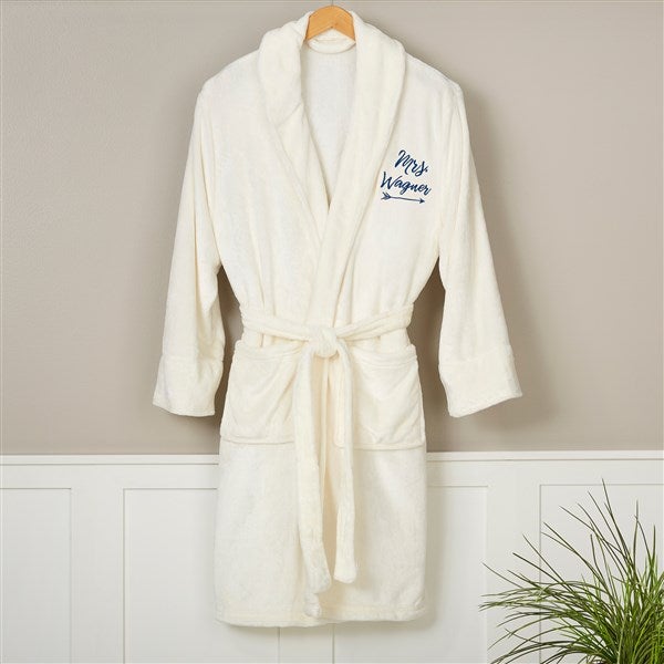 mrs. embroidered luxury ivory fleece robe