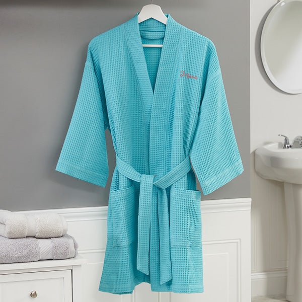 plus size embroidered white waffle weave kimono robe
