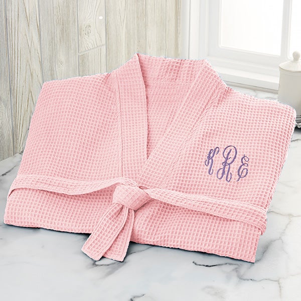 plus size embroidered white waffle weave kimono robe