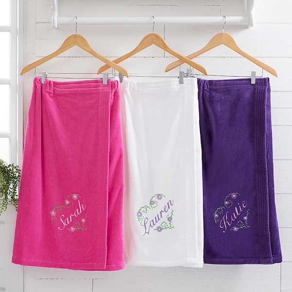 floral heart embroidered towel wrap