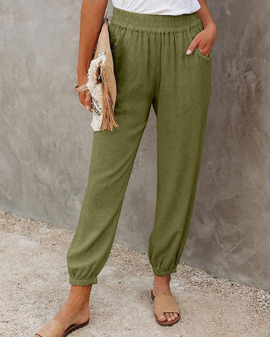 women‘s solid relaxed fit trouser