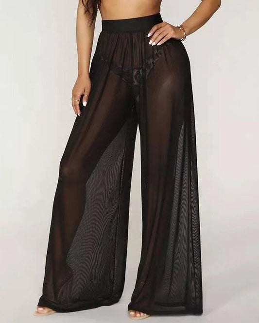 women see through sheer mesh pants beach swimsuit bikini bottom cover up