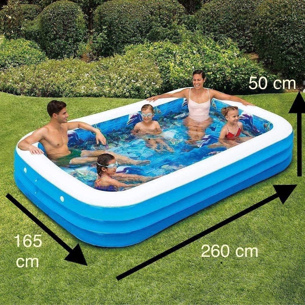 WECEN I&amp;K Inflatable Swimming Pool, Family and Kids Inflatable Rectangular Pool (260x165x50 cm)