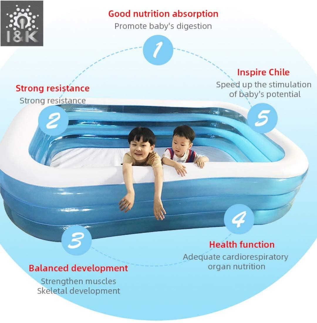 WECEN I&amp;K Inflatable Swimming Pool, Family and Kids Inflatable Rectangular Pool (260x165x50 cm)