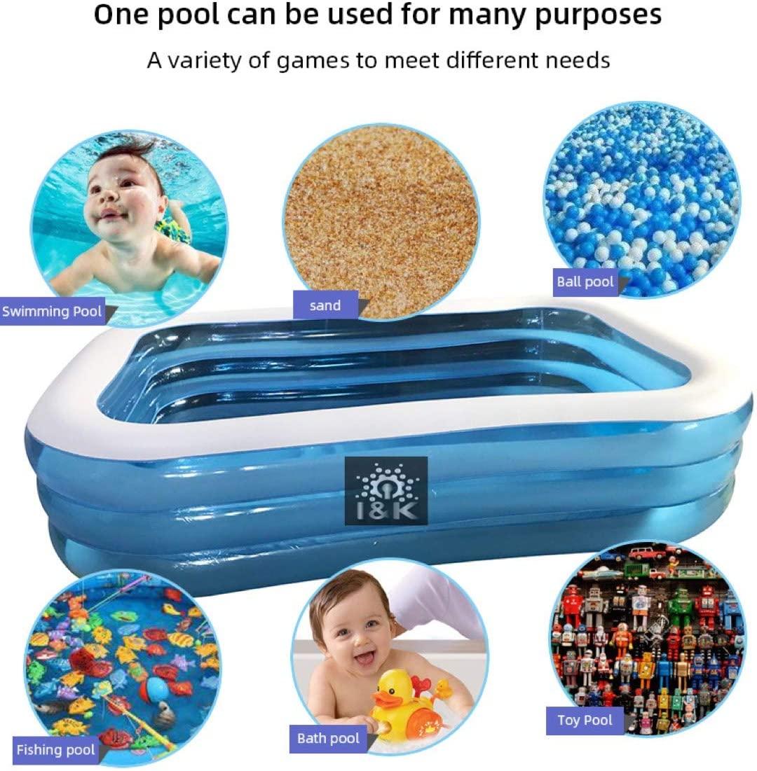 WECEN I&amp;K Inflatable Swimming Pool, Family and Kids Inflatable Rectangular Pool (260x165x50 cm)