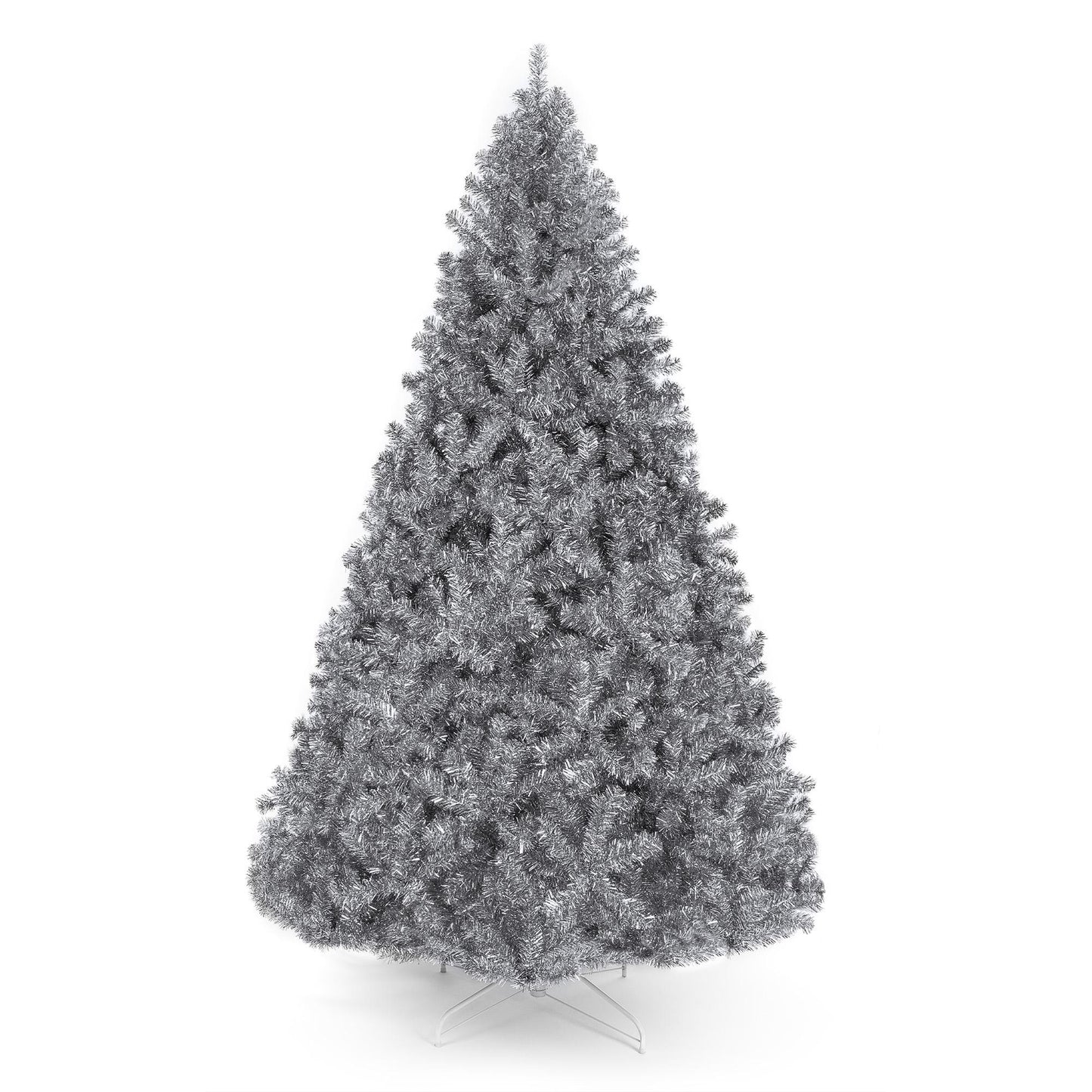7.5ft Artificial Silver Tinsel Christmas Tree Holiday Decoration w/ 1,749 Branch Tips, Stand