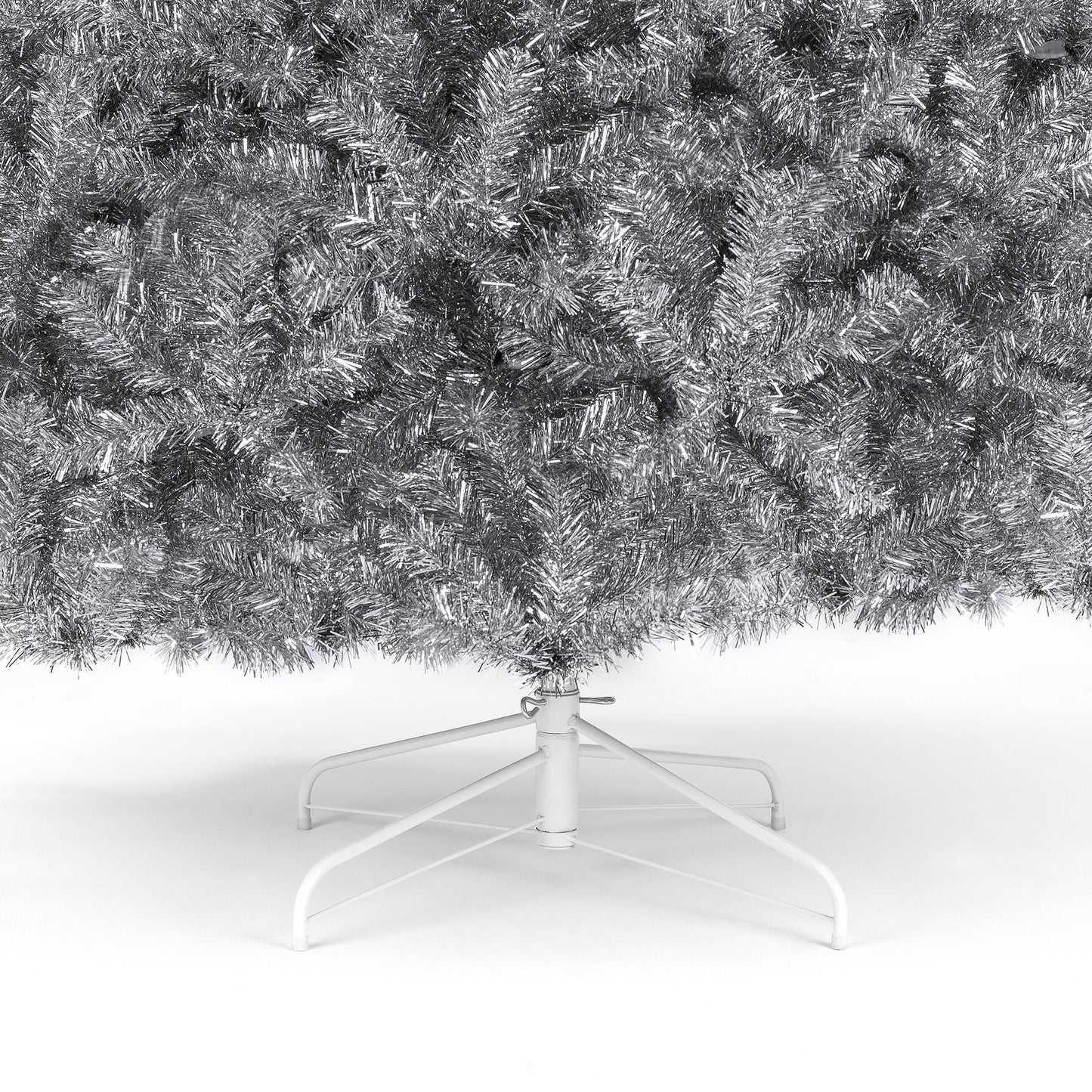 7.5ft Artificial Silver Tinsel Christmas Tree Holiday Decoration w/ 1,749 Branch Tips, Stand