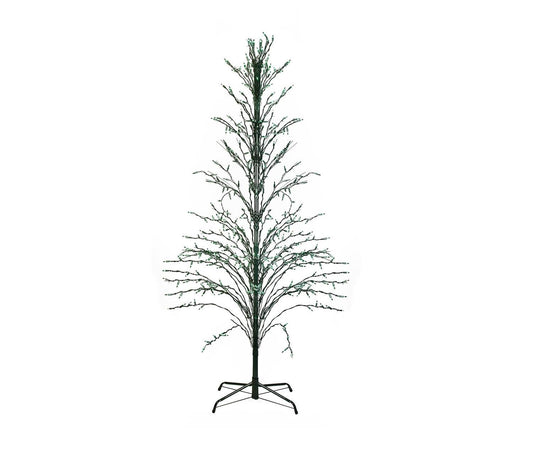 6' Green Lighted Christmas Cascade Twig Tree Outdoor Yard Art Decoration - Green Lights