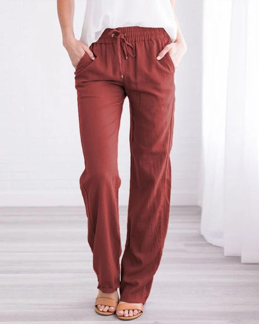 women's linen cotton straight pants