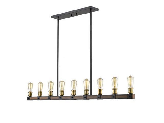 472-9L-RM Kirkland Restoration 9 Light Island &amp; Billiard - Rustic Mahogany
