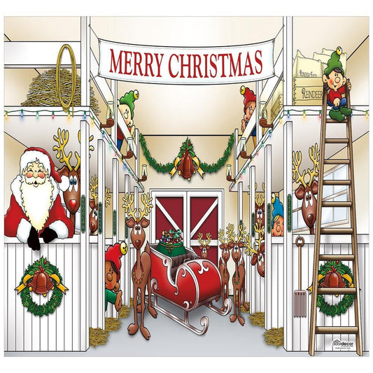7 ft. x 8 ft. Santa's Reindeer Barn Holiday GaraDoor Decor Mural for Single Car Garage