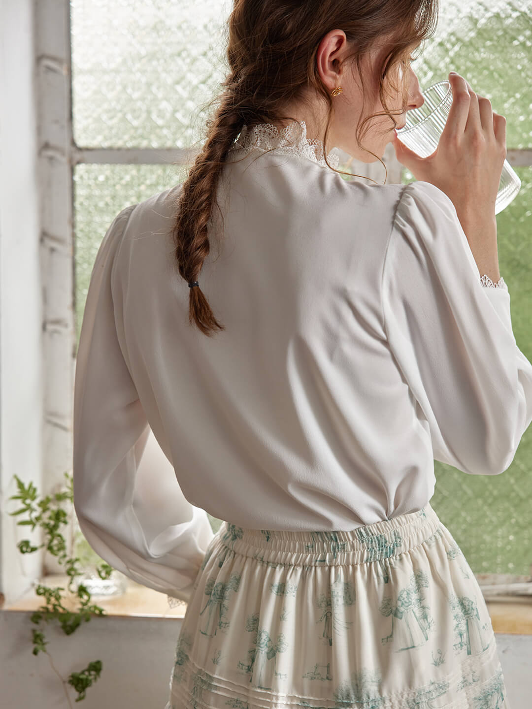 【Final Sale】Hanna Puff Sleeve White Lace Blouse