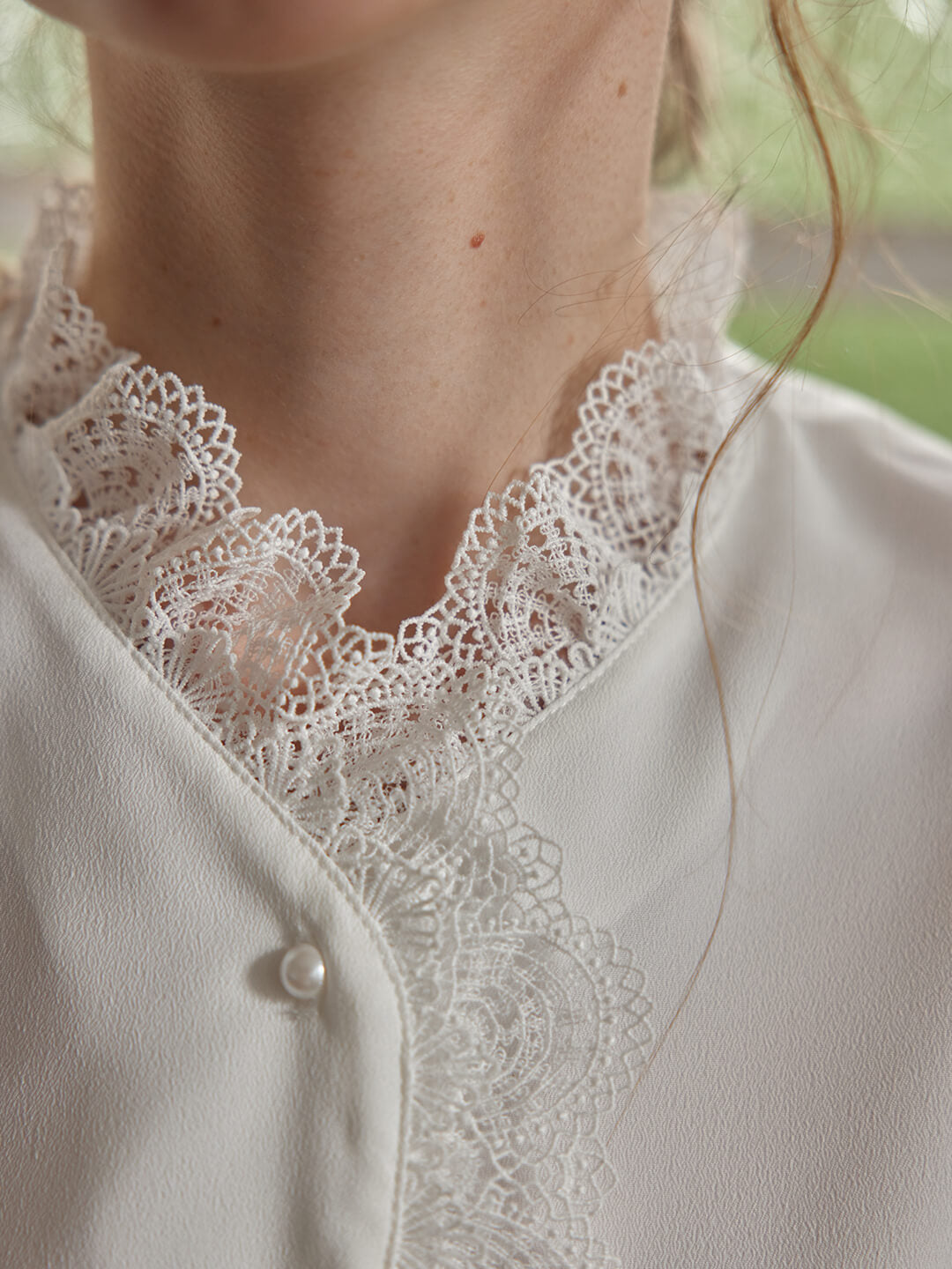 【Final Sale】Hanna Puff Sleeve White Lace Blouse