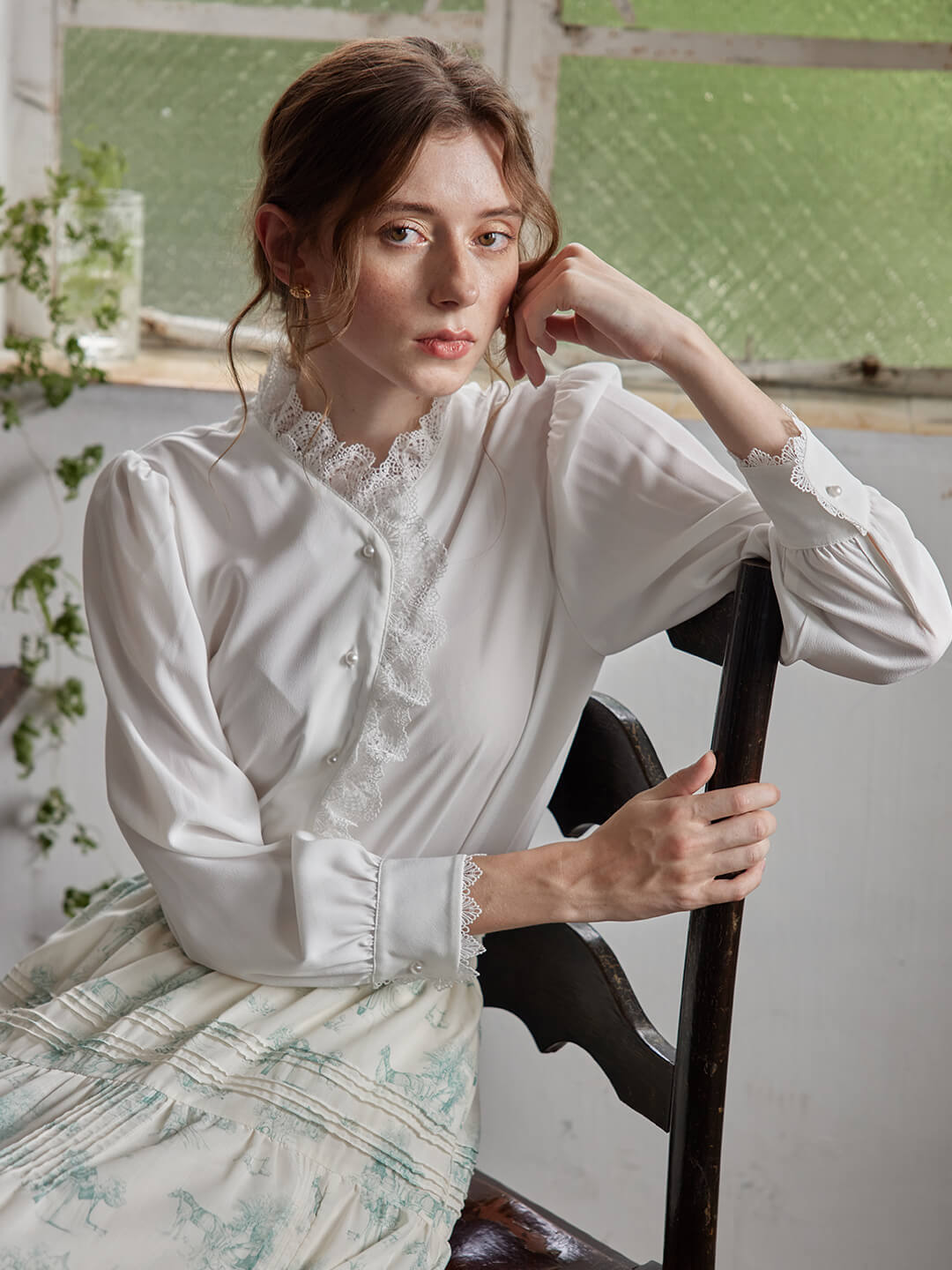 【Final Sale】Hanna Puff Sleeve White Lace Blouse