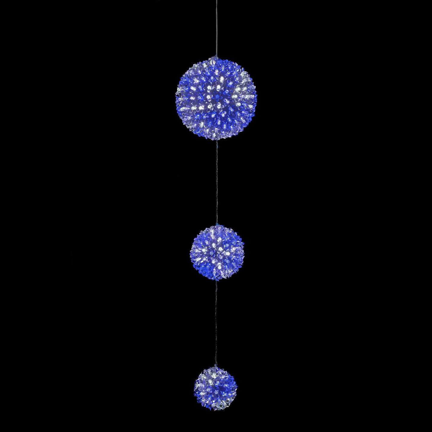 Alpine Corporation 3-Tier Ornament String Holiday Decoration with LED Lights, Blue/White