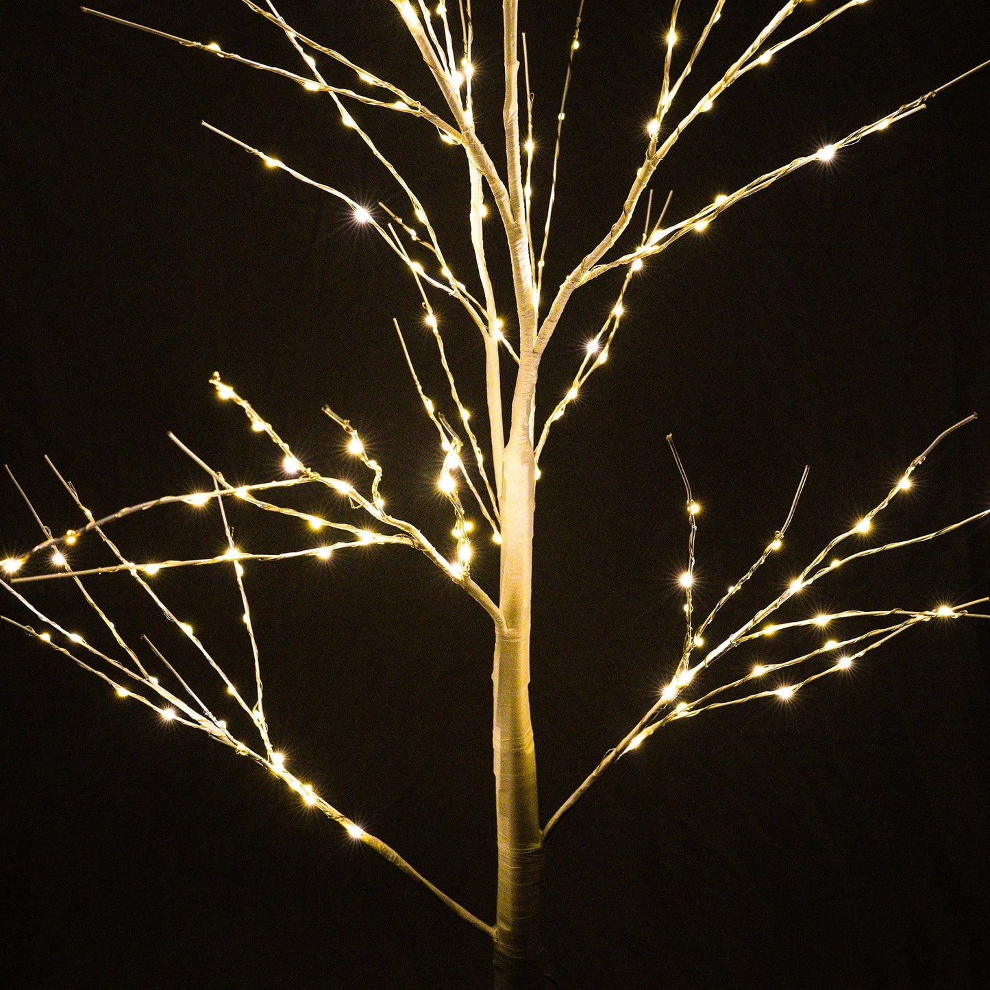 3PCS White Christmas Tree, 4FT 5FT 6FT Prelit Birth Tree Set with LED Lights, Lighted Artificial Christmas Tree for Holiday Xmas Party Decoration Indoor Outdoor Decor