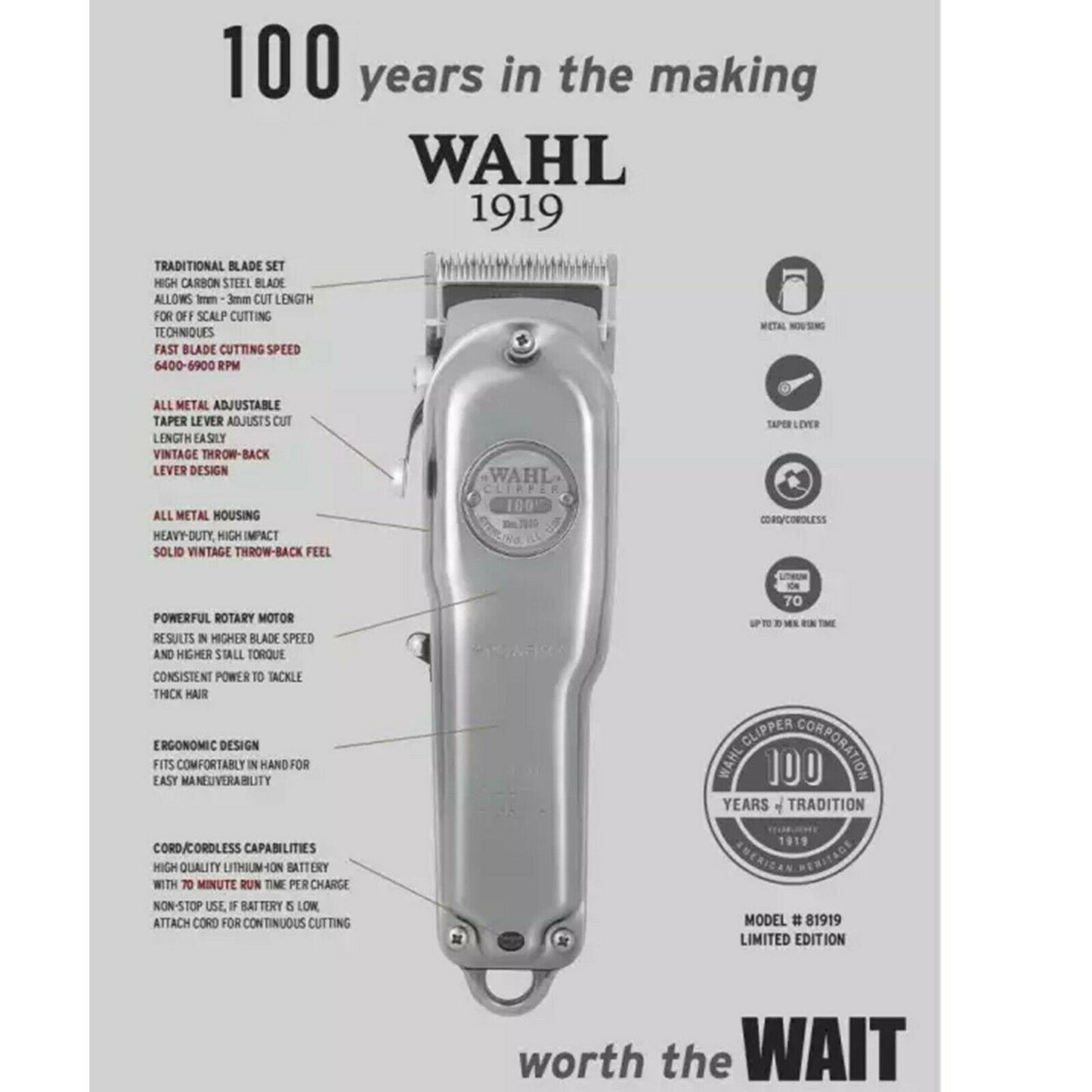 Wahl 100 Year Anniversary 1919 Metal Limited Edition Clipper Set Express Ship