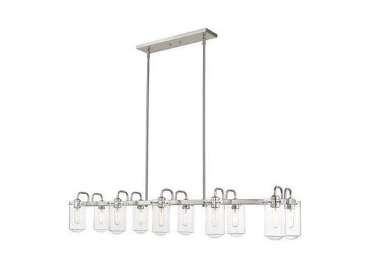 471-10L-BN Delaney Transitional 10 Light Island &amp; Billiard - Brushed Nickel, Clear