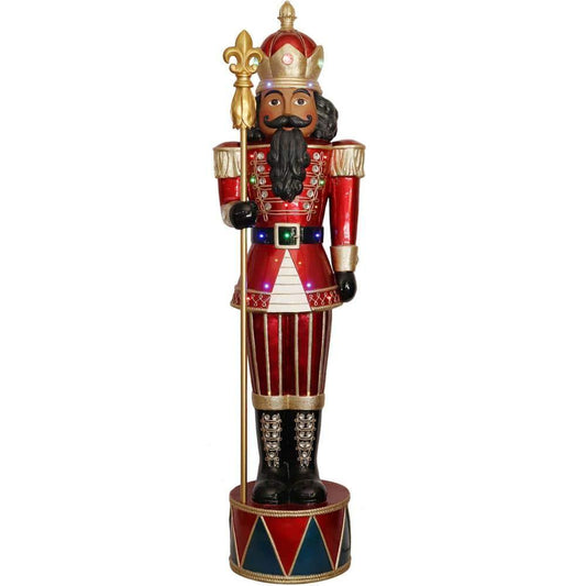 72 in. Christmas Jeweled Nutcracker with Staff and LED Lights