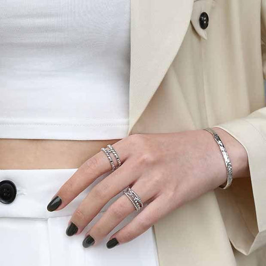 wide beads cross 925 sterling silver adjustable ring