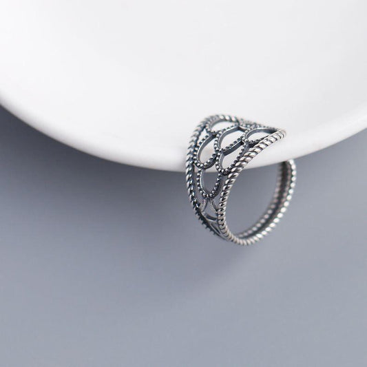 vintage hollow u shape 925 sterling silver adjustable ring
