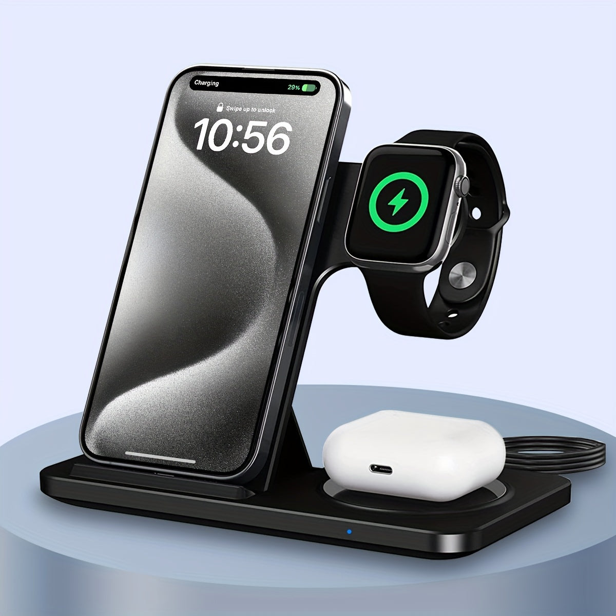 Wireless Charging Station For  Multiple Devices Foldable 3 In 1 Fast Charger Station Stand Dock For IWatch Series 8, 7, 6, SE, 5, 4, 3, 2, Airpods Pro 3, 2,  14Pro, 14, 13, Pro Max, 13 ,12, 11 Pro, X ,Max ,XS, XR, 8