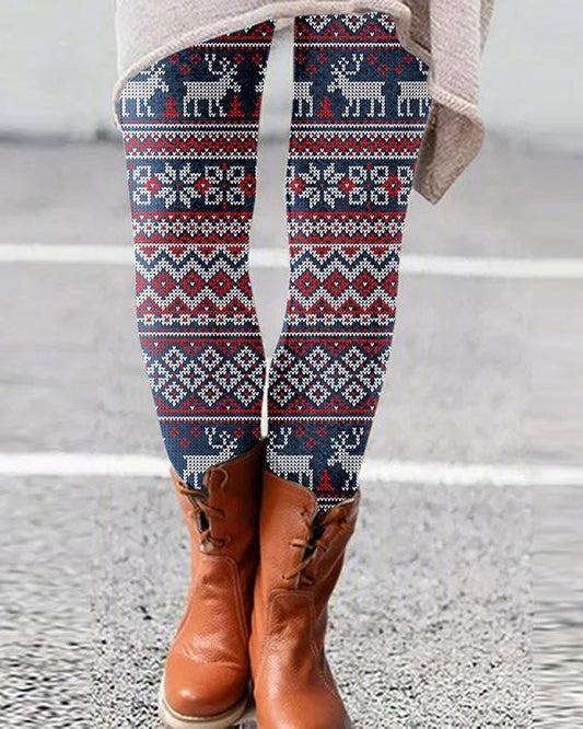 women retro aesthetic print skinny pants &amp; leggings