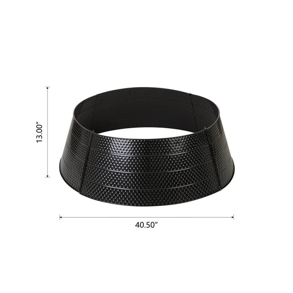 40.5 in. D Christmas Black Hammered Metal Tree Collar (KD)