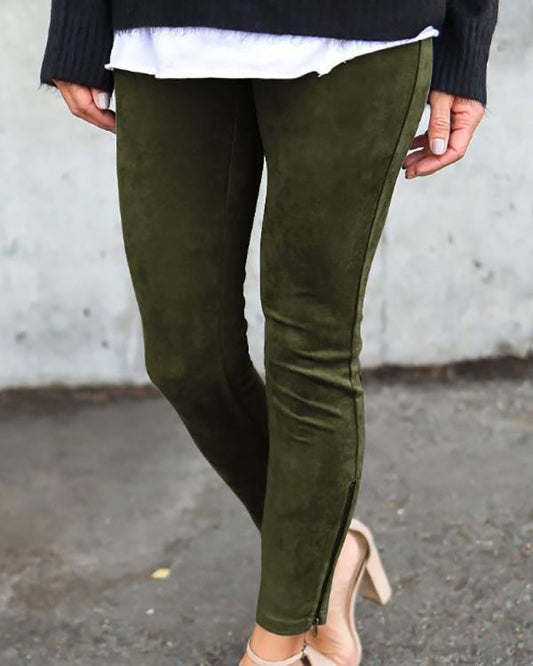 women solid color vintage skinny pants retro leggings