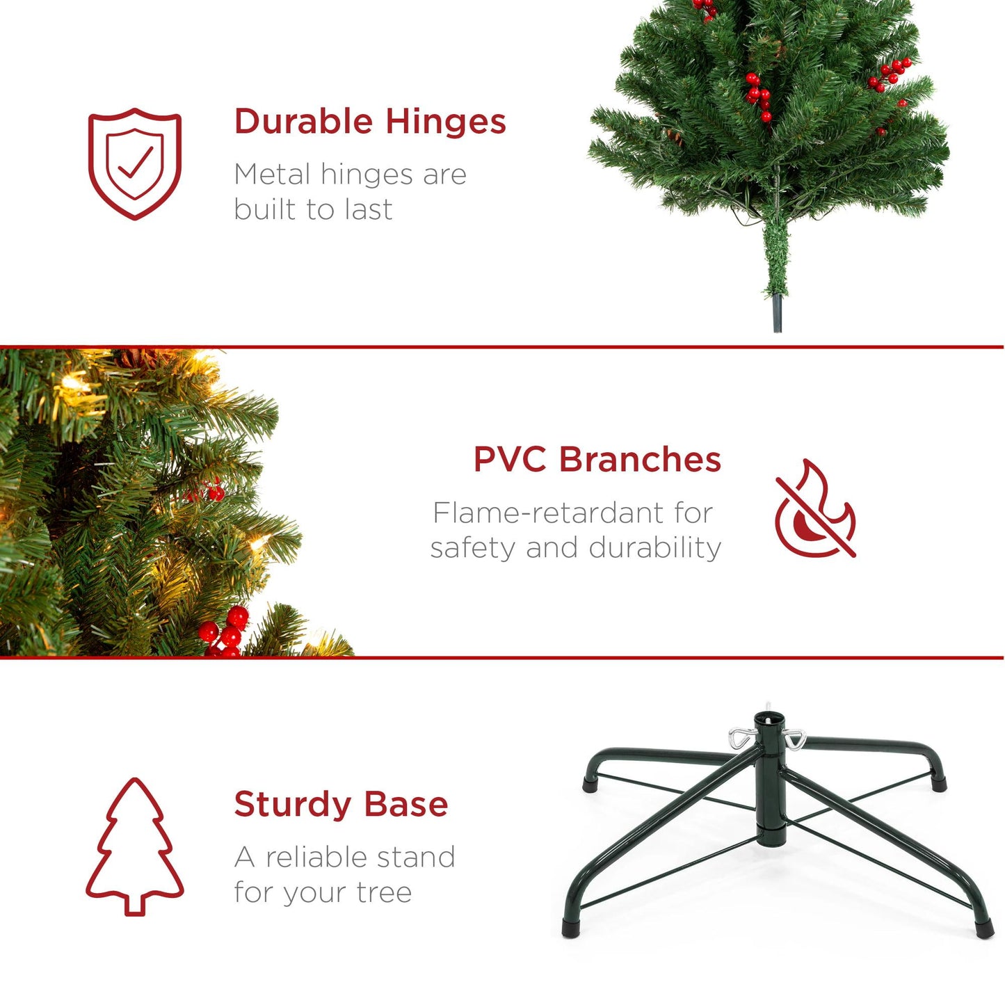 6ft Pre-Lit Pre-Decorated Holiday Spruce Christmas Tree w/ 798 Tips, 250 Lights, Metal Base