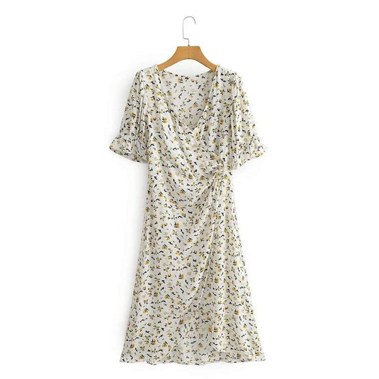 vintage white petal midi dress