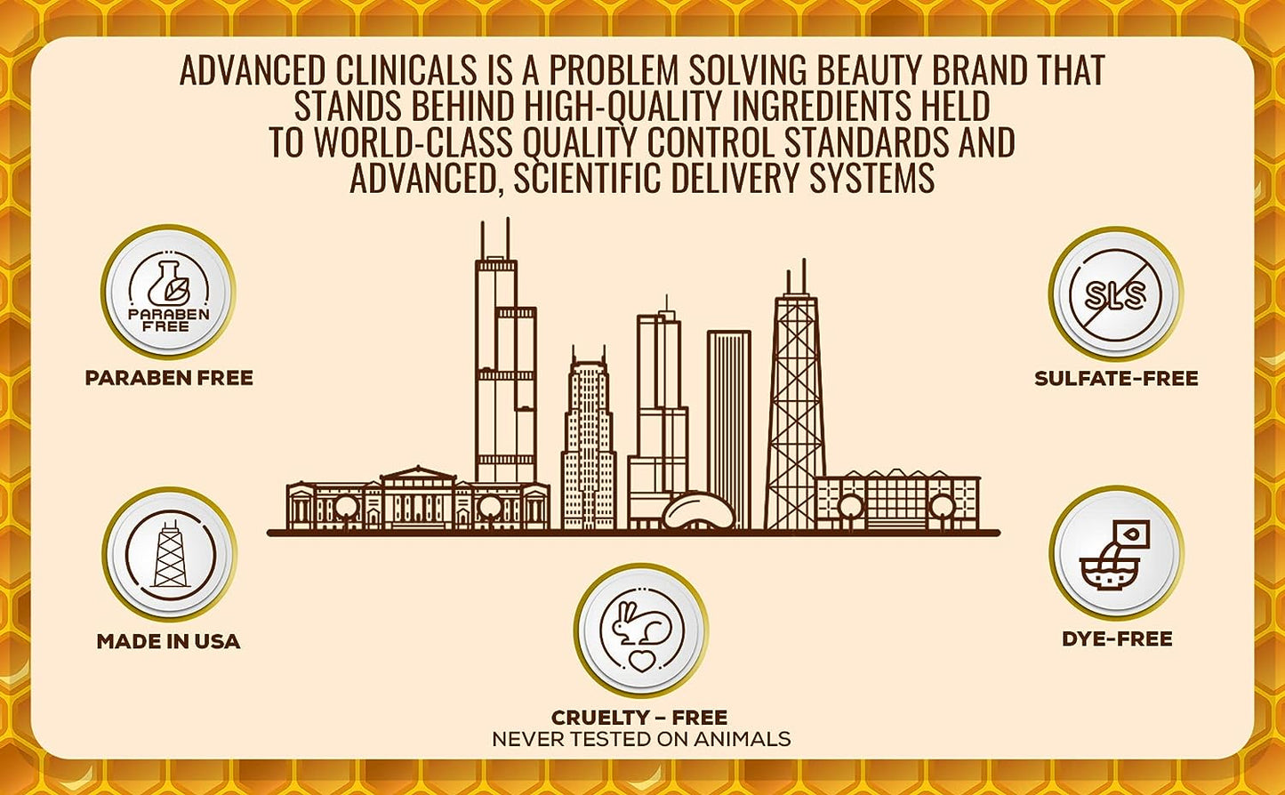 Advanced Clinicals Vitamin C &amp; Manuka Honey Moisturizer Set - Anti Aging Body &amp; Face Creams for Dry Skin, Wrinkles, 16 Oz (2-Pack)