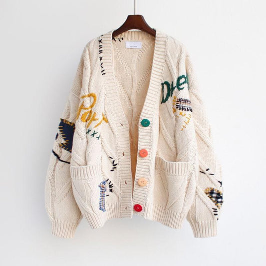winter embroidery cardigan