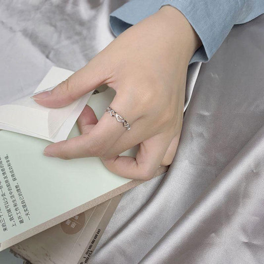 women hollow heart 925 sterling silver adjustable ring