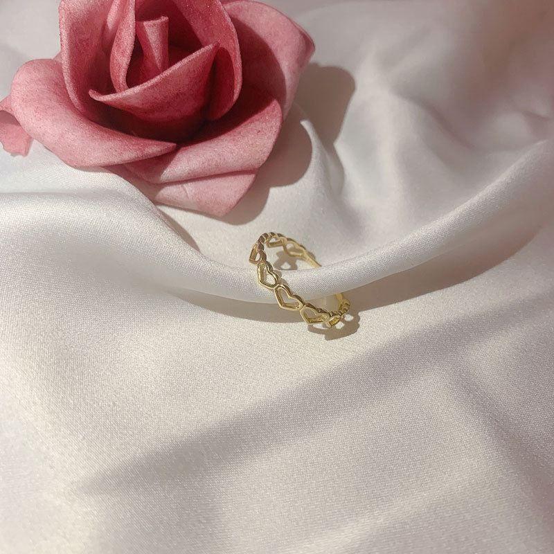 women hollow heart 925 sterling silver adjustable ring