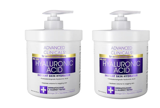 Advanced Clinicals Hyaluronic Acid Body Lotion &amp; Face Moisturizer W/Vitamin E | Hydrating Dry Skin Firming Lotion Minimizes Look Of Wrinkles, Stretch Marks, &amp; Crepey Skin | Skin Care Products, 2pc