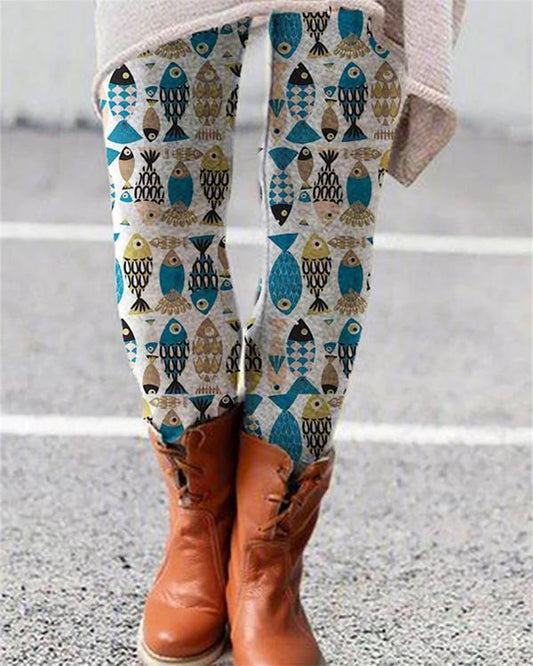 women vintage print leggings casual boho pants