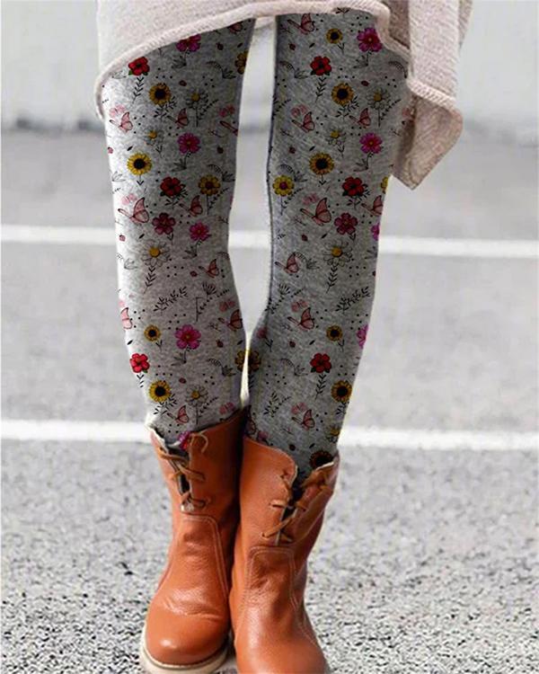 women vintage print leggings casual boho pants