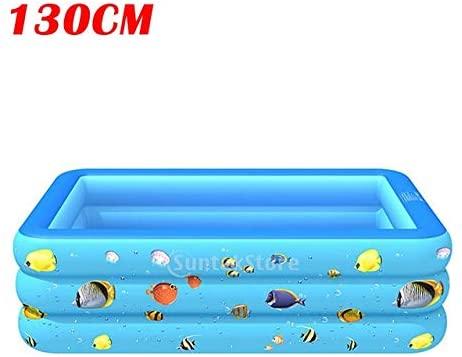 Zcm Inflatable Pool Rectangular Inflatable Swimming Pool Family Home Outdoor Backyard Summer Pool Water Party for Kids Infant Swimming (Color : 130CM 3 Layer)
