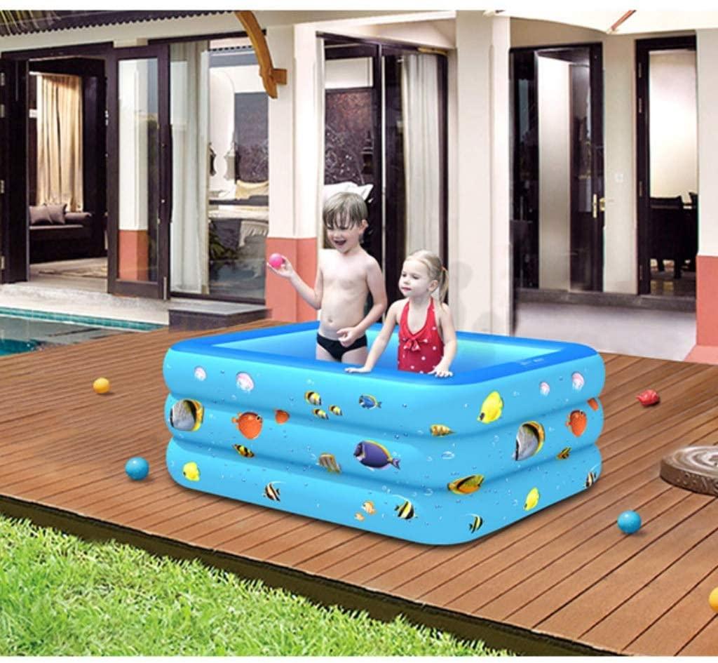 Zcm Inflatable Pool Rectangular Inflatable Swimming Pool Family Home Outdoor Backyard Summer Pool Water Party for Kids Infant Swimming (Color : 130CM 3 Layer)