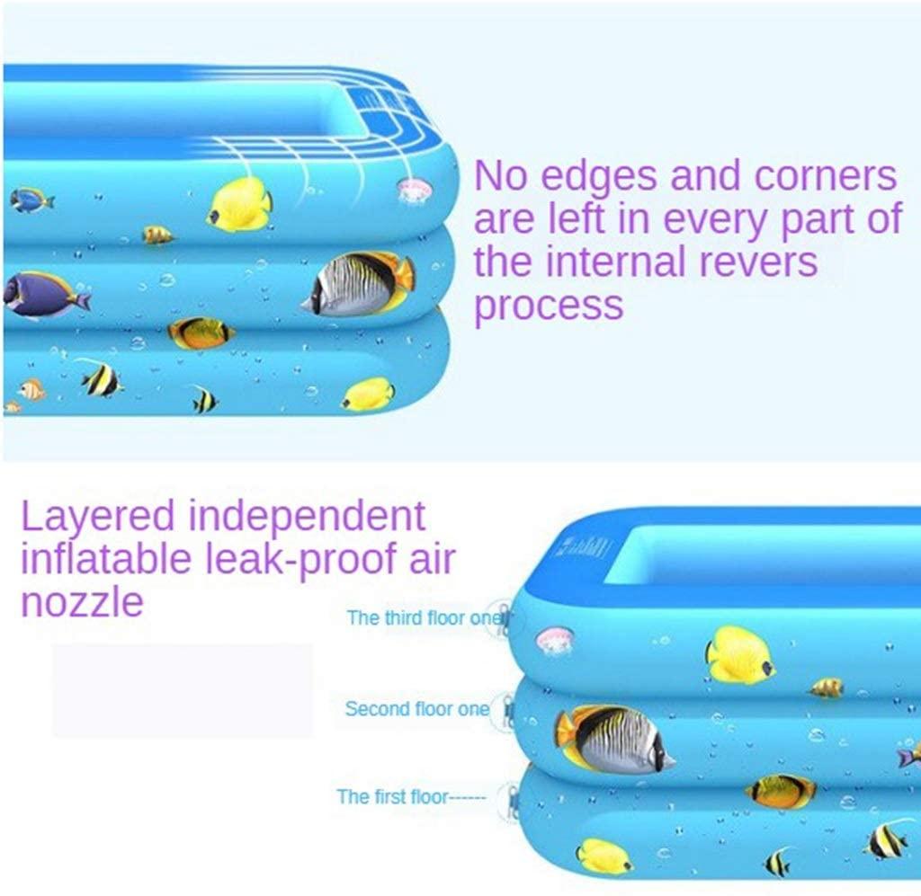 Zcm Inflatable Pool Rectangular Inflatable Swimming Pool Family Home Outdoor Backyard Summer Pool Water Party for Kids Infant Swimming (Color : 130CM 3 Layer)