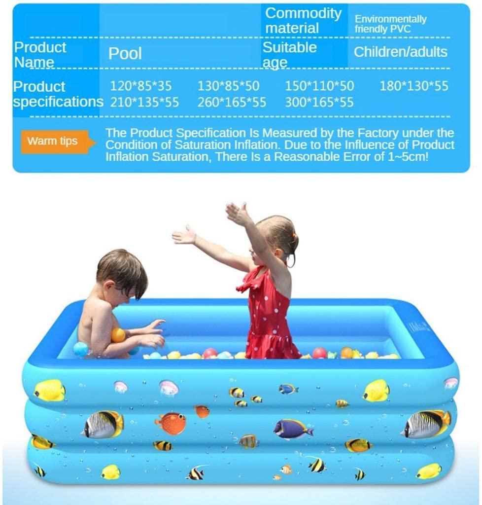 Zcm Inflatable Pool Rectangular Inflatable Swimming Pool Family Home Outdoor Backyard Summer Pool Water Party for Kids Infant Swimming (Color : 130CM 3 Layer)