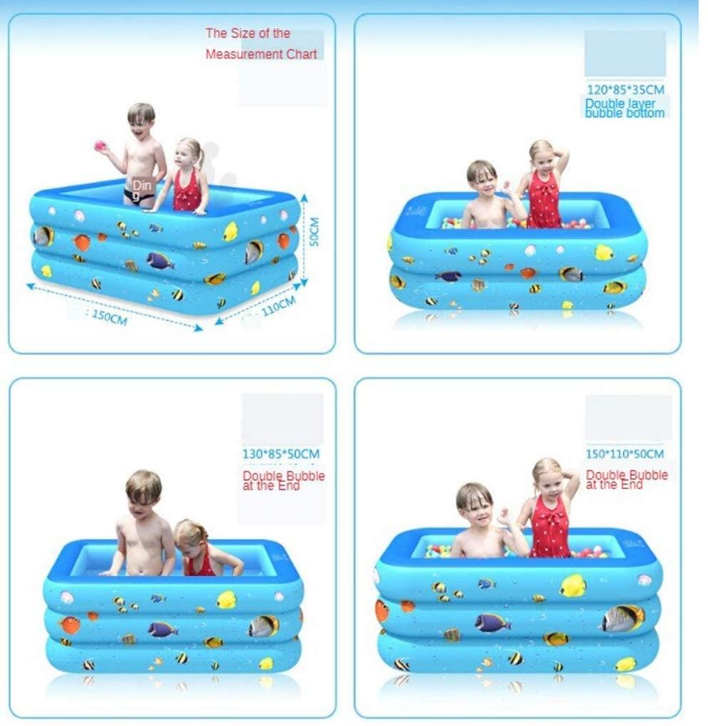 Zcm Inflatable Pool Rectangular Inflatable Swimming Pool Family Home Outdoor Backyard Summer Pool Water Party for Kids Infant Swimming (Color : 130CM 3 Layer)
