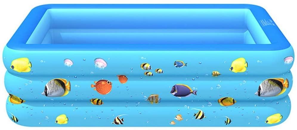 Zcm Inflatable Pool Rectangular Inflatable Swimming Pool Family Home Outdoor Backyard Summer Pool Water Party for Kids Infant Swimming (Color : 130CM 3 Layer)