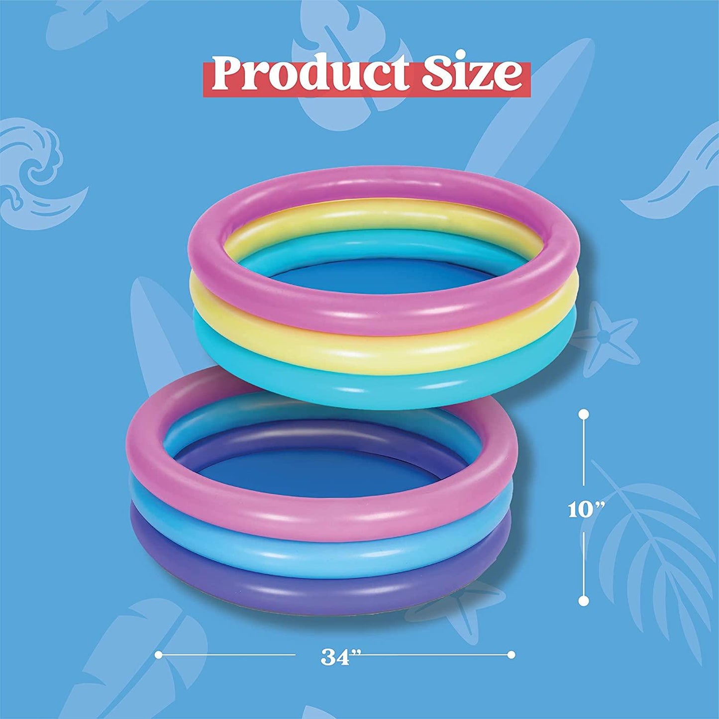 2 packs 34'' multicolor inflatable kiddie pools, baby swimming pool set, summer fun for kids water pool pit ball pool indoor&amp;outdoor (34’’ x 10’’)