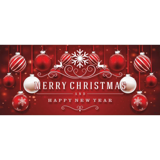 7 ft. x 16 ft. Red Ornaments in Snow Christmas GaraDoor Decor Mural for Double Car Garage