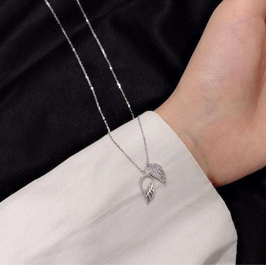 wedding cz angel wings 925 sterling silver necklace