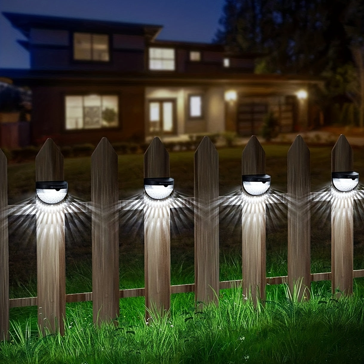 4packs Solar Fence Lights Solar Deck Lights Solar Wall Lights Solar Powered Wall Mount Outdoor Waterproof Fence Lamp Lighting For Fence Deck Patio Yard GaraStep Stair White