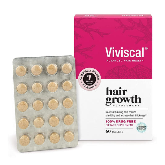 Viviscal Hair Growth Supplements for Women to Grow Thicker, Fuller Hair, Clinically Proven with Proprietary Collagen Complex, 60 Count (Pack of 1), 1 Month Supply